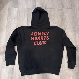 Lonely Hearts Club Black Pullover Hoodie Sweatshirt Size XXL Skater Surfer 90s